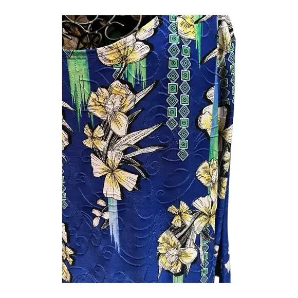 JM Collection Multicolor Womens Textured Floral Travel Blouse Sz P/L - Picture 7 of 10